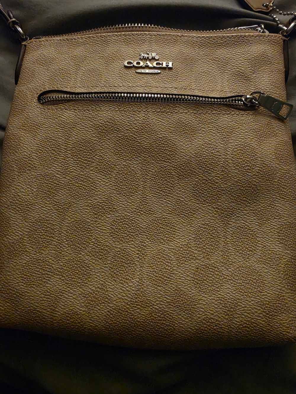 COACH Pebbled Leather Messenger Bag in Brown